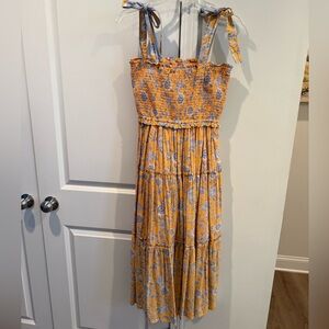 Nautica Orange and Blue Floral Maxi Dress